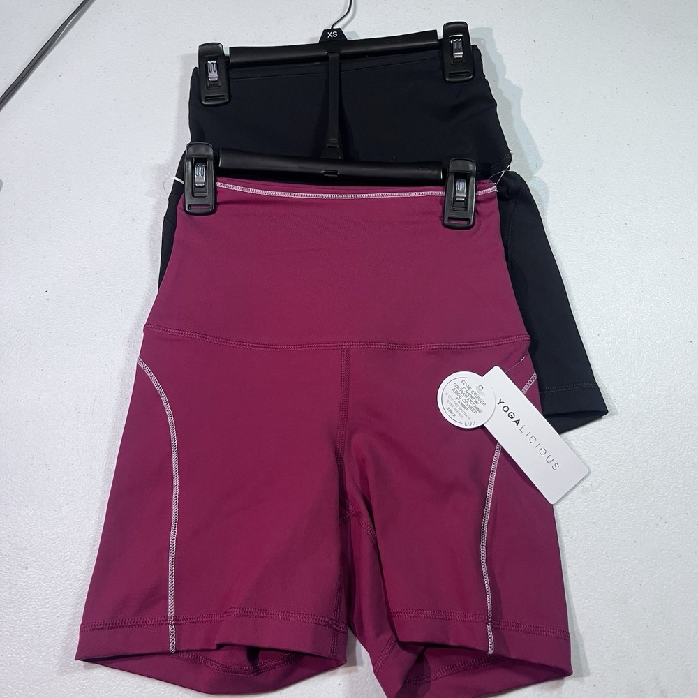 NWT Yogalicious lux shorts 5" Super High Rise XS 2 Pack Yoga Workout Compression
